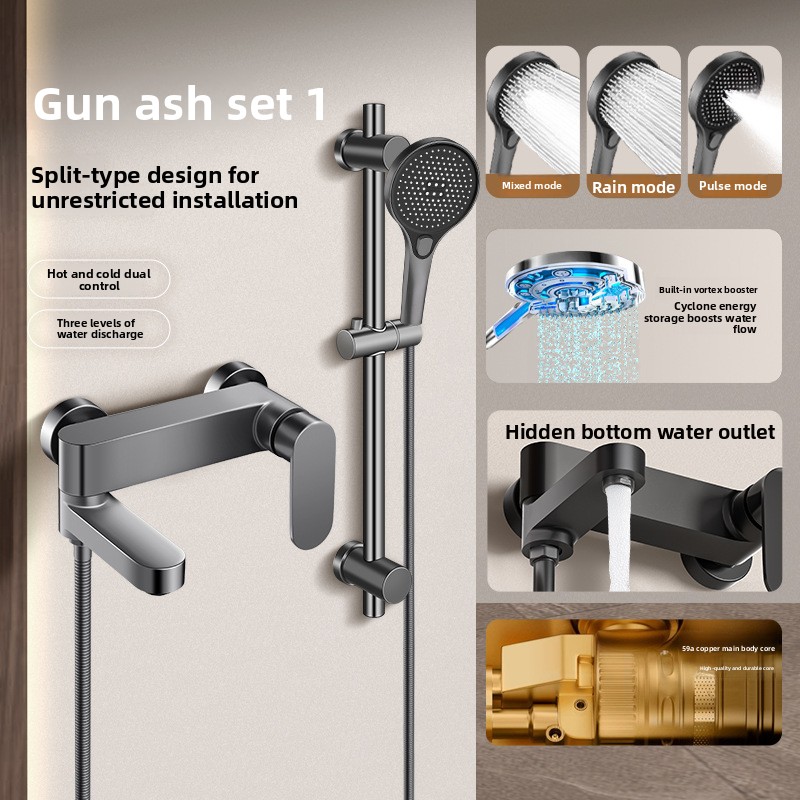 Plumbing - Duscharmatur-Set aus Vollkupfer, Drei-Wege-Mischer, Badezimmer-Duschsystem, Duschkopf-