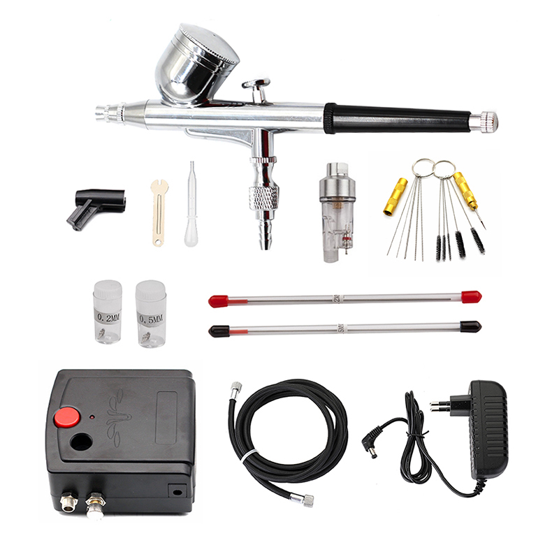 Airbrush Kit With Mini Compressor - Dual-Action-Spritzpistole Airbrush mit Kompressor 0,3 mm