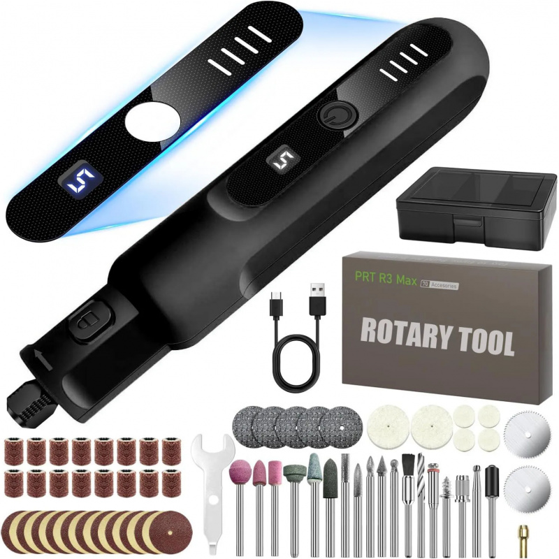 Cordless Rotary Tool Kit Accessories - 3,7V Kabelloses Mini-Rotationswerkzeug-Set mit Variabler Geschwindigkeit,